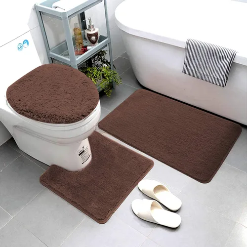 Miniatura 2 de Luxury Home Goods Juego de 3 alfombras de baño de microfibra súper suave, incluye alfombra de baño, alfombra de contorno y cubierta para tapa