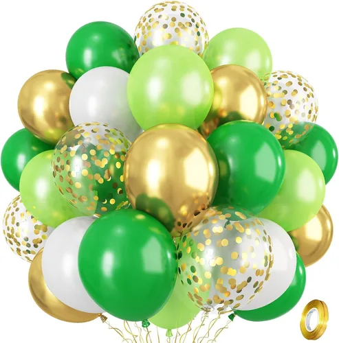 Miniatura 18 de Globos de látex de confeti azul turquesa, azul claro, menta, verde, plateado y blanco, juego de globos de látex de confeti, azul aguamarina, blanco