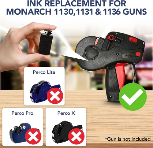 Miniatura 2 de Perco Rollo de tinta para pistolas Monarch 1130, 1131 y 1136 de precio y fecha, paquete de 4 tintas de repuesto para etiquetadoras Monarch 1130