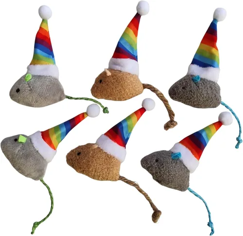 Miniatura 6 de 6 Paquetes Juguetes para Gatos Juguete Interactivo Sombrero Mágico de Bruja Disfraz Juguetes de Felpa en Forma de Ratón con Hierba Gatera