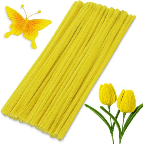 100 piezas de limpiadores de tubería amarillos, limpiadores de tubería para manualidades DIY, artes, manualidades, decoraciones para el hogar,