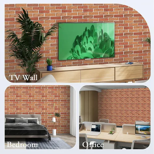 Miniatura 7 de Paquete de 12 paneles acústicos, paneles de insonorización autoadhesivos con patrón de ladrillo 3D para paredes, paneles de pared decorativos