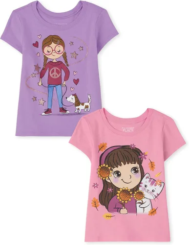 Miniatura 14 de The Children's Place Camisetas estampadas de manga corta para bebés y niñas pequeñas, con diseño de unicornios y mariposas, a la moda, paquete de 3