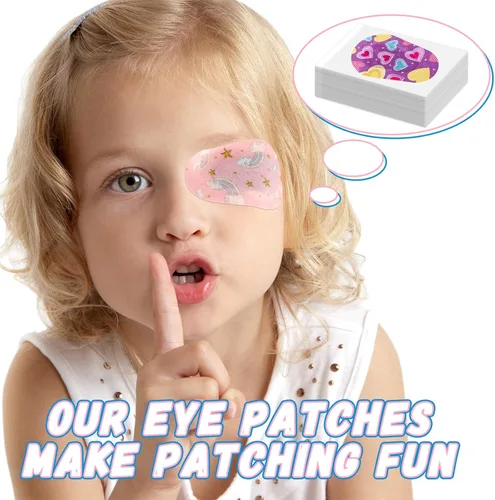 Miniatura 5 de Panitay 120 parches para ojos para niños y niñas, parche adhesivo a granel de tela de algodón transpirable con ojo perezoso para ambliopía