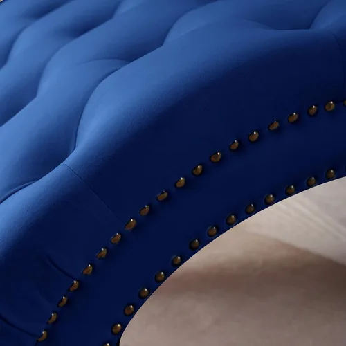 Miniatura 6 de Moderna tumbona de terciopelo para interiores con ribete de cabeza de clavo, sillón sin brazos con botones para interior con almohada lumbar y 4