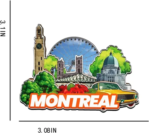 Miniatura 3 de Montreal - Imán para nevera con imán de madera 3D, monumentos coleccionables de viaje, decoración hecha a mano, 1308