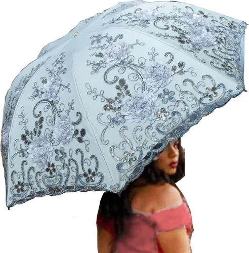 Miniatura 49 de WENDIN Sombrilla de encaje plegable vintage Paraguas gótico lluvia Anti-UV protección de encaje parasol cúpula Foto Props niñas sombrilla paraguas