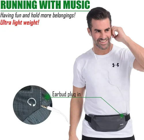 Miniatura 6 de USHAKE Cinturón de Correr, Bolsa de Cintura Ultra Ligera sin Rebote para Hombre o Mujer, Cinturón de Fitness y Entrenamiento, Cinturón Deportivo Gris