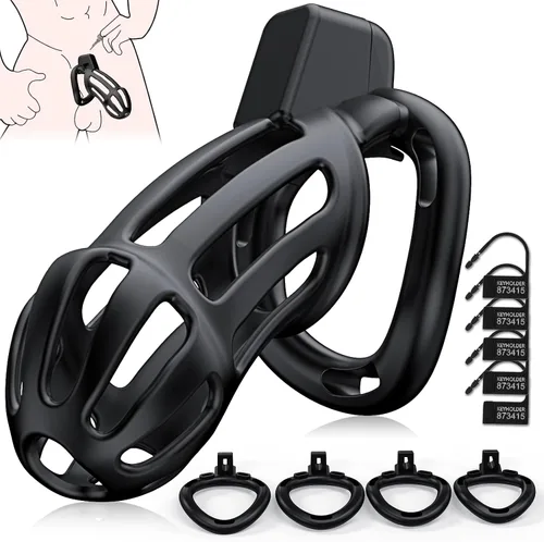 Miniatura 7 de Jaula de castidad masculina, juguetes sexuales, dispositivos de castidad, jaula de pene para control de erección, cerradura de castidad masculina