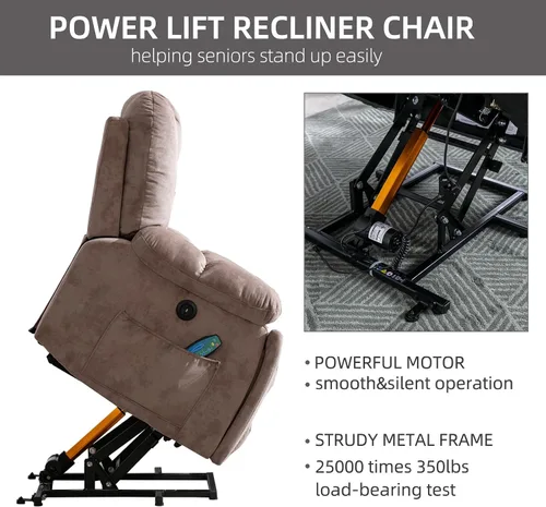 Miniatura 7 de CANMOV Silla reclinable eléctrica con masaje y calor para adultos mayores, reclinables anchos y tapizados, mecanismo de movimiento reclinable