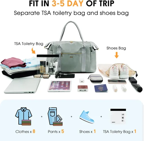 Miniatura 7 de WANDF Para Spirit Airlines - Bolsa para artículos personales de 18 x 14 x 8 pulgadas debajo del asiento con bolsillo para ropa húmeda