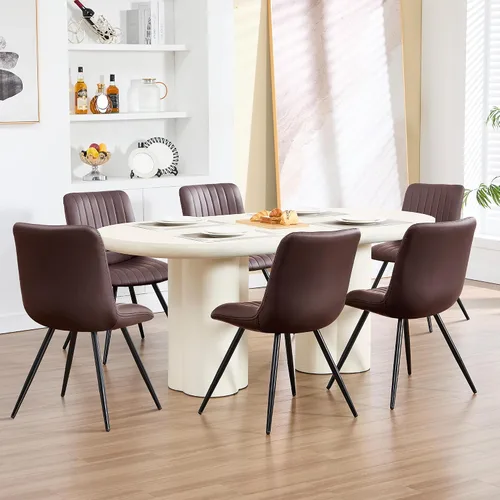 Miniatura 21 de Sillas de comedor, modernas sillas de comedor con cojines gruesos, sillas tapizadas de piel sintética para cocina, comedor con patas de metal