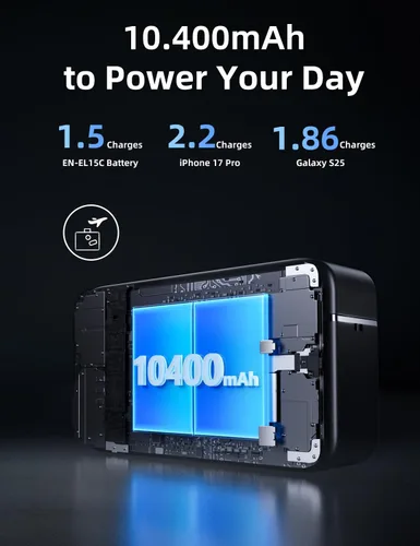 Miniatura 2 de llano Paquete de 2 baterías Aurora EN-EL15C de 2600 mAh y cargador USB-C de 20 W para Nikon Z8, Zf, Z6III, D850, Z7II, Z6II, Z7, Z6, D7500, D750