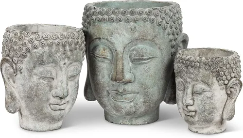 Miniatura 4 de Abbott Collection 27-DHARMA/350 SM - Maceta pequeña con cabeza de Buda, color gris (5.5 pulgadas de alto)