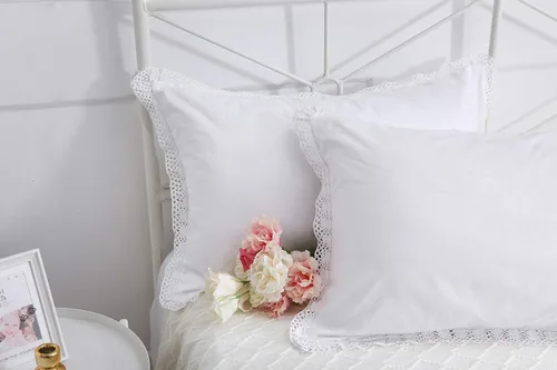 Miniatura 5 de Fundas de almohada de encaje de ganchillo blanco tamaño Queen, fundas de almohada de algodón puro para cama, 2 piezas de 30 x 20 pulgadas