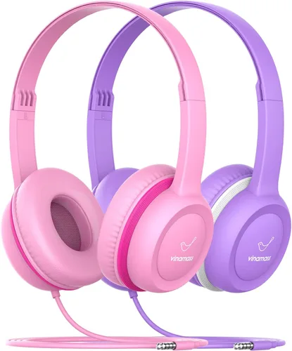Miniatura 7 de vinamass Auriculares para niños, auriculares con cable para niños con limitador de volumen seguro, auriculares para niños con cable de 0.138 in