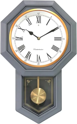 Miniatura 7 de BESTIME Reloj de péndulo de plástico 66236. Timbre Westminster cada hora, elegante, tradicional, hogar, oficina, sala de estar, dormitorio