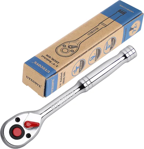 Llave de trinquete de 1/4 pulgadas, trinquete de 1/4, llave de enchufe, cabeza Cr-Mo reversible de liberación rápida de 72 dientes, fabricada en