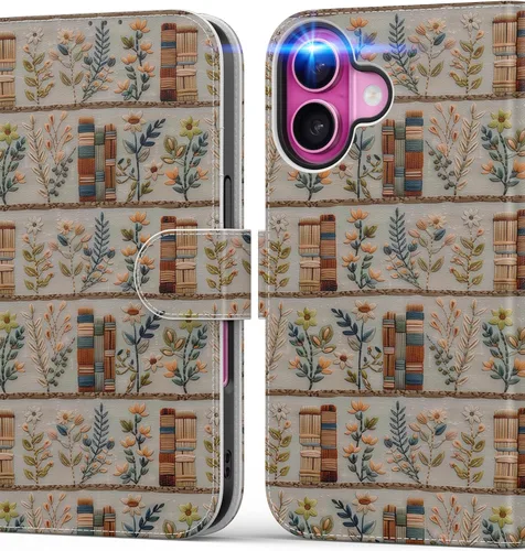 Miniatura 100 de DEENAKIN Funda tipo cartera para iPhone 15 con tarjetero + clip para efectivo, bloqueo RFID, protección contra caídas de grado militar y obras