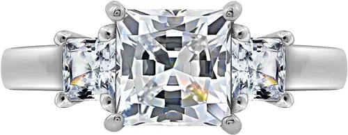 Miniatura 5 de Tienda Collection Platinum or Gold Plated Sterling Silver Princess-Cut 3-Stone Ring made with Infinite Elements Zirconia