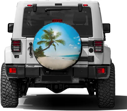 Miniatura 2 de Palm Tree Sun Beach - Cubierta de neumático de repuesto para remolque, RV, SUV y muchos vehículos, 18 pulgadas