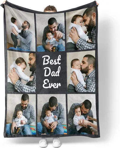 Miniatura 10 de Manta personalizada con texto en imagen, manta personalizada para papá, novio, mantas de franela personalizadas para papá, regalos de esposa, hija