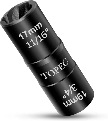 Miniatura 9 de Topec Herramienta de extracción de tuerca de birlo reversible, kit de extracción de bloqueo de rueda de 5 piezas, removedor de tuerca de birlo