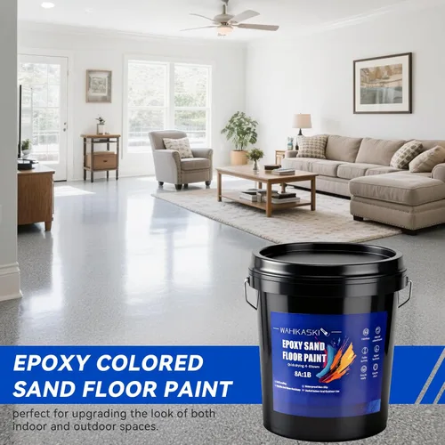 Miniatura 2 de Pintura Epoxi de Arena Coloreada para Suelos, Pintura Epoxi para Suelos de Concreto, Revestimiento Autonivelante de Efecto Mármol de Alto Brillo