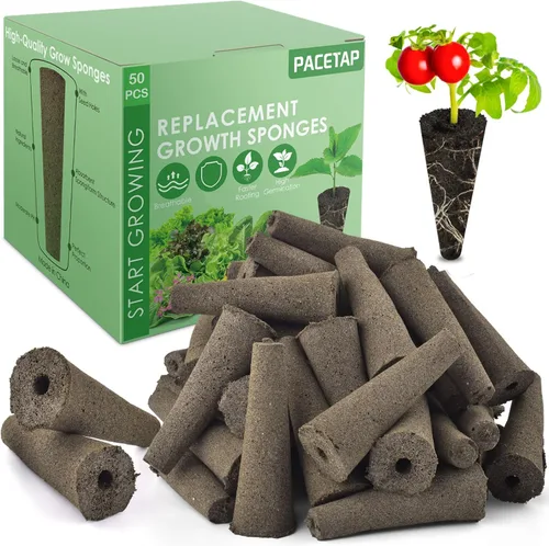 PACETAP Paquete de 50 esponjas de cultivo, cápsulas de semillas de repuesto para crecimiento de raíces compatibles con AeroGarden, kit de esponjas