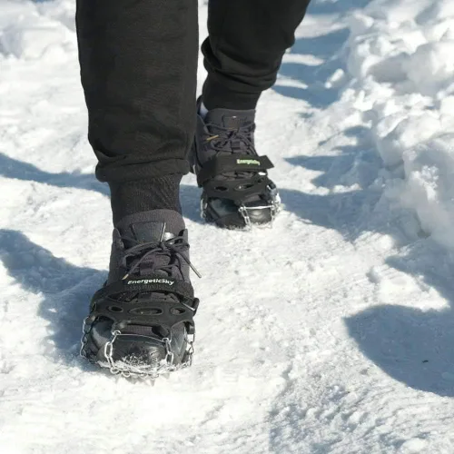 Miniatura 2 de Versión mejorada de crampones de tacos de hielo de tracción Walk, picos de acero inoxidable y silicona duradera, botas para senderismo en suelo