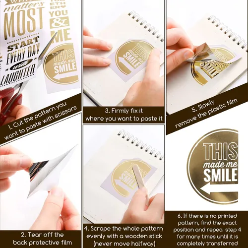 Miniatura 7 de Chinco 10 hojas de pegatinas para álbum de recortes 400+ piezas de pegatinas de oro de amor de transferencia en lámina, suministros para álbum
