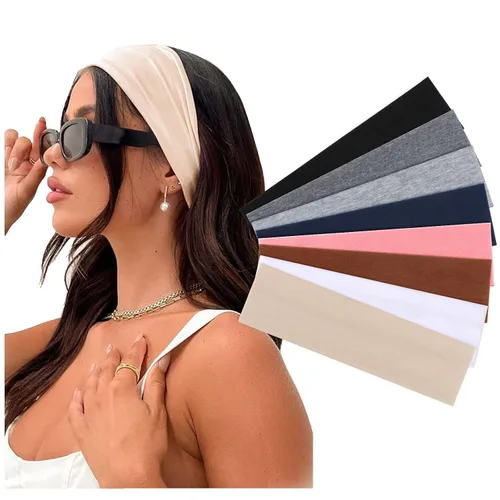 Miniatura 7 de DRESHOW 8 unidades de diademas ajustables con nudos antideslizantes elásticas, bandas de pelo de yoga para mujeres y niñas en colores sólidos