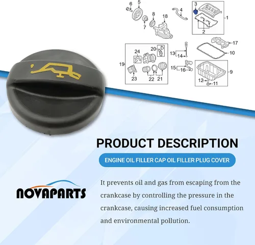 Miniatura 4 de NOVAPARTS Tapa de llenado de aceite de motor Tapa de tapón de llenado de aceite para 2007-2012 Mini Cooper 1.6L R55 R56 R57 R58 R59 11127572848