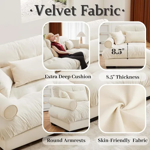 Miniatura 3 de Otomana beige para sofá modular modular, sofá individual, asiento otomano para sofá modular convertible, sofás de terciopelo para sala de estar