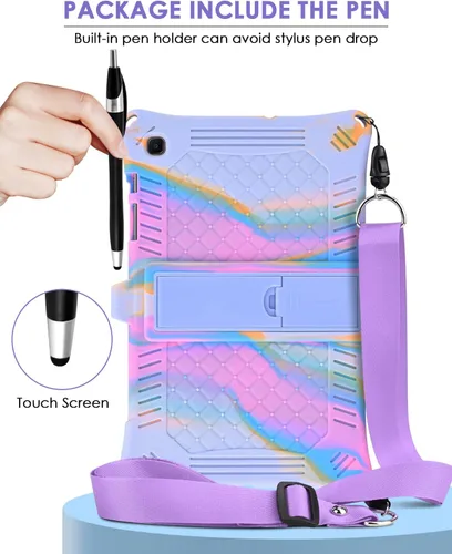 Miniatura 5 de DETUOSI Funda para Samsung Galaxy Tab S6 Lite de 10.4" 2024/2022/2020 con correa para el hombro, lápiz capacitivo, funda de silicona suave