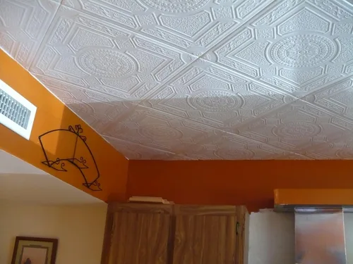 Miniatura 2 de Lima R30W 20 x 20 Tin Looking Styrofoam Glue Up - Azulejo de techo blanco Euro-Deco Ceilings, Inc.