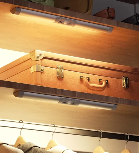 Miniatura 7 de Joyzy Luces de armario automáticas con sensor de movimiento y diseño de protección ocular, iluminación de armario LED recargable con batería, luz