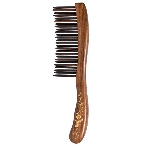 Miniatura 14 de TAN MUJIANG Peine de madera hecho a mano, diseño de anillo, masaje del cuero cabelludo, cuidado nutritivo del cabello 3.35 × 1.69 pulgadas