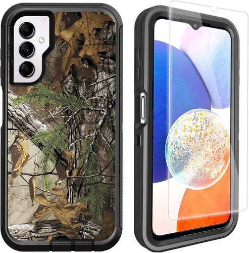 Funda compatible con Samsung Galaxy A14 5G con protector de pantalla, protección de grado militar, resistente de 3 capas a prueba de golpes, para