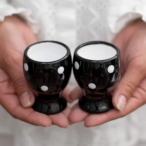 Miniatura 5 de City to Cottage Juego de 2 portavasos de cerámica para huevos, tazas suaves para huevos hervidos, soportes para huevos duros, taza para servir