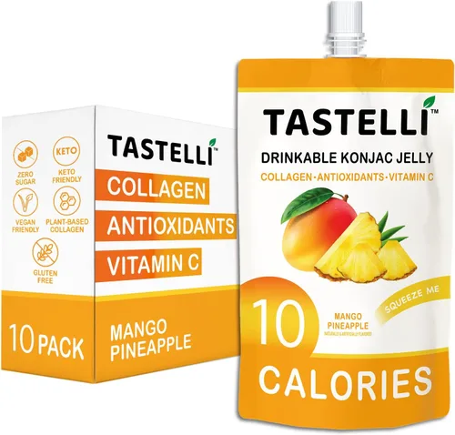 Miniatura 12 de Tastelli Gelatina Konjac infundida con 1000 mg de colágeno y vitamina C Sin gluten, sin azúcar, baja en calorías Bocadillo vegano de gelatina