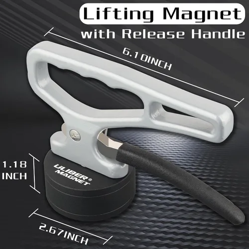 Miniatura 2 de ULIBERMAGNET Herramienta de recogida magnética fuerte, imán de elevación fuerte con liberación rápida, colector de material portátil con mango