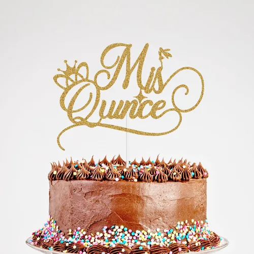 Decoración para pastel de membrillo Mis con purpurina – Decoración para tarta de cumpleaños de 15 años, decoración de pastel de 15 años, decoración