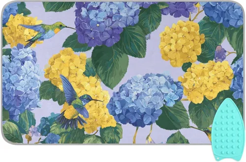 Miniatura 31 de Tapete de planchado de mariposa floral azul, manta portátil con soporte de silicona para planchar para mesa de viaje, resistente al calor, doble