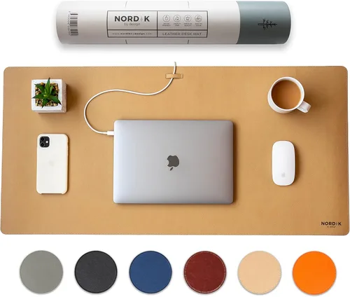 Miniatura 11 de Nordik - Tapete de Escritorio de Cuero de Corcho Organizador de Cables - Gris Plomizo 35 X 17 pulgadas - Tapete Premium Extendido para Mouse