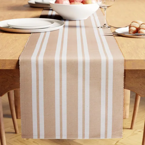 Miniatura 18 de Encasa XO Camino de mesa de comedor de 13 x 72 pulgadas Algodón acanalado fino teñido con hilo Azul escalera Lavable a máquina Escalera Azul