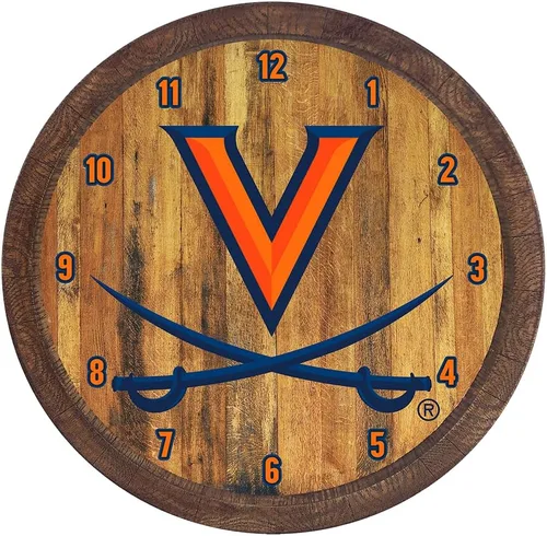 Miniatura 46 de The Fan-Brand NCAA Oklahoma Sooners: Reloj de pared con parte superior de barril de imitación para decoración de bar, decoración de fiesta