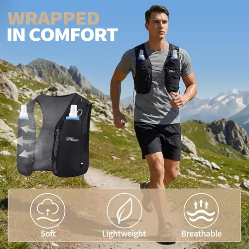 Miniatura 4 de Chaleco para correr, ligero, plegable, hidratación, con 2 botellas suaves de 17 onzas, para correr, maratón, senderismo, mujeres y hombres