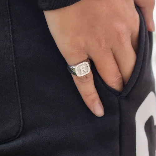 Miniatura 8 de Anillos de iniciales personalizados para hombres plata de ley 925 anillos de banda de identificación personalizados joyería del día del padre