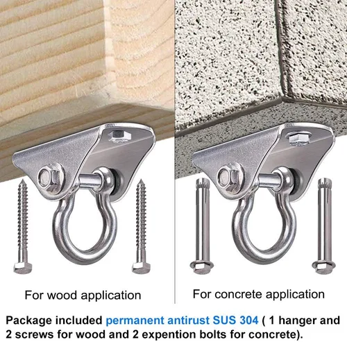 Miniatura 4 de BeneLabel - Colgador de columpio resistente de acero inoxidable para montaje en techo con capacidad de 726 kg de hardware para asiento de columpio